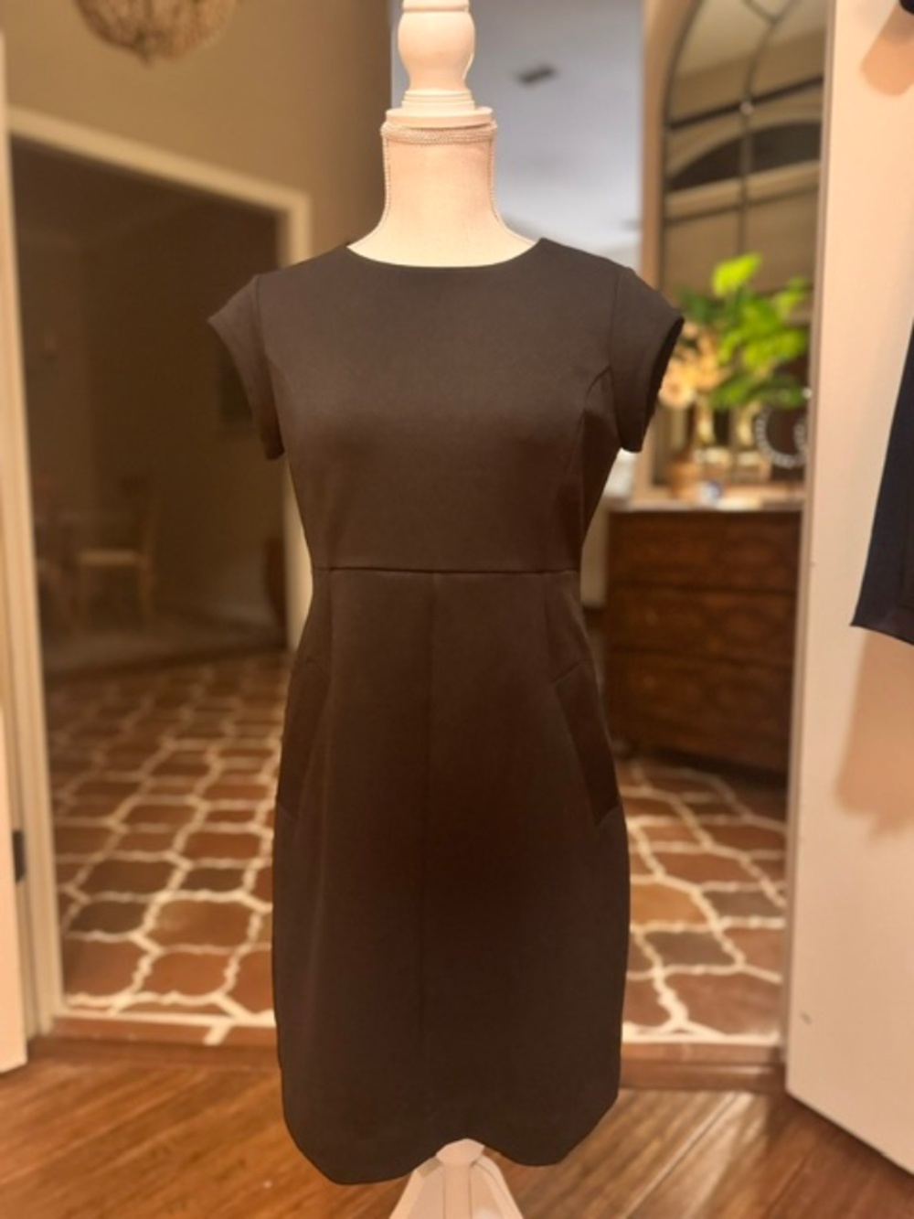Lands' End Outfitters Petite Black Cap Sleeve Workwear Sheath Dress SZ 4P